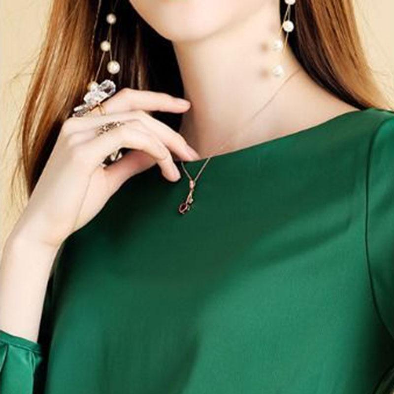 Women's Spring and Autumn Lantern Sleeve T-Shirt Round Neck Long Sleeve Top