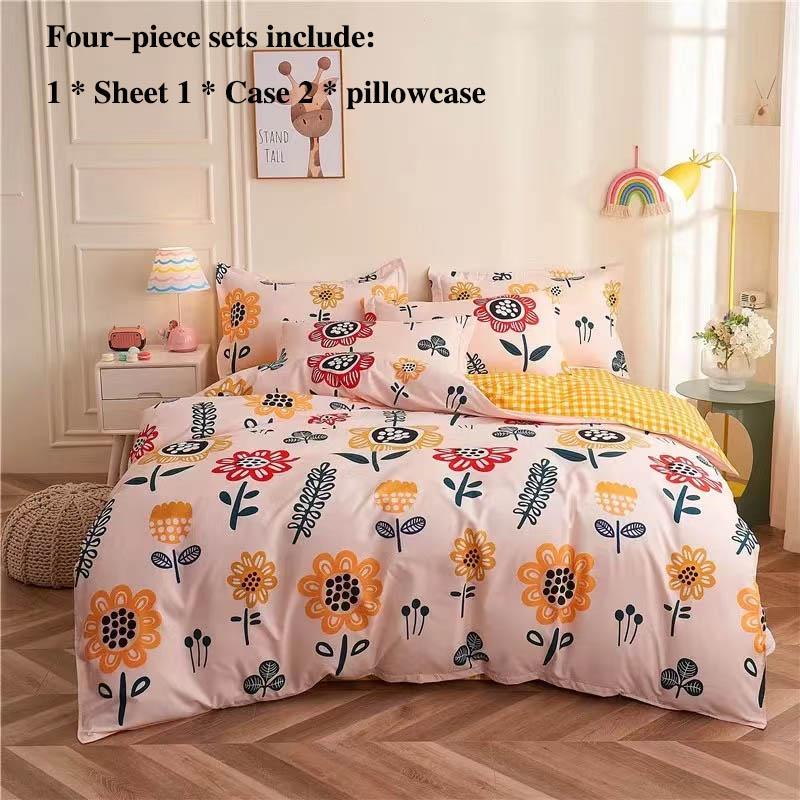 Bed Four-piece Sheets Were Sleeved In A Sleeve Set 1.8 Meters 2 Meters Bed Qingxianjie Style Home Bedding