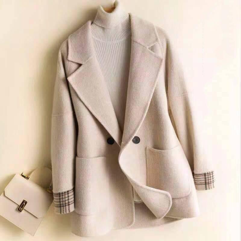 Woolen Coat Autumn and Winter Turn-Down Collar Wool Female Jacket Coat Female Coat Casual Windbreake