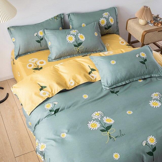 Cheap Four-Piece Bedding Set Quilt Cover Sheet Pillowcases Suit Polyester Anti-Static Delicate Children's Student Princess Style