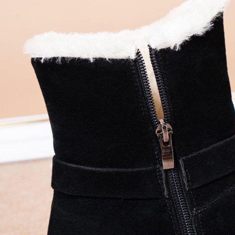 Women's Short Sleeve with Fleece Warm Snow Boots Winter Korean Style All-match Flat Shoes