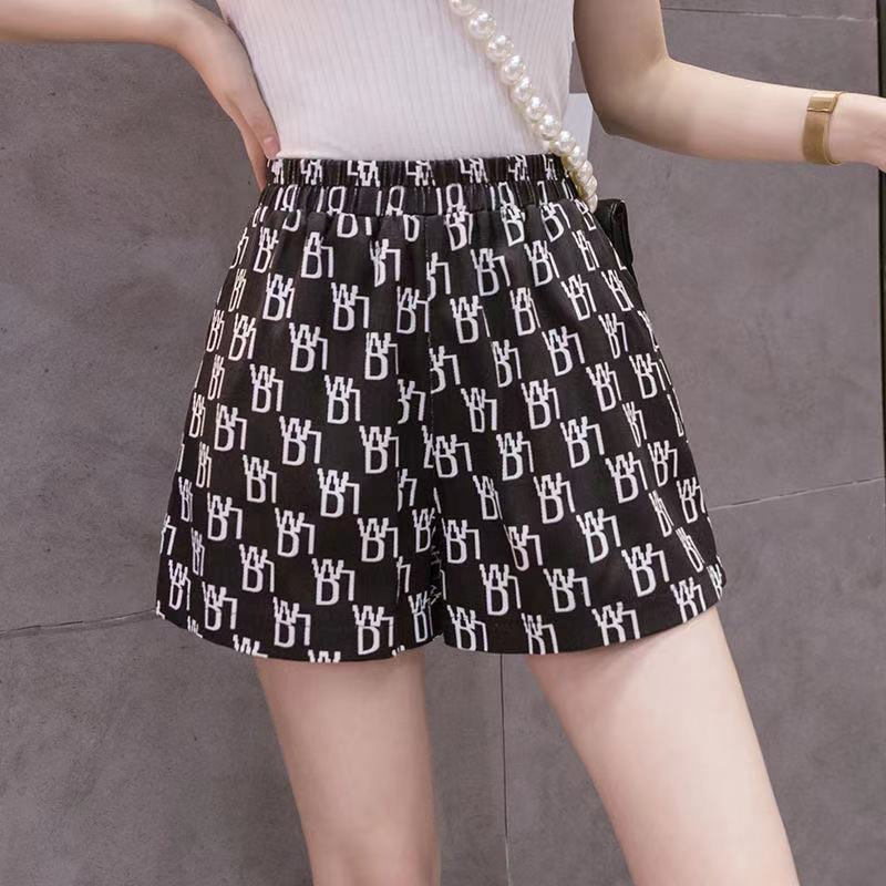 Letter High Waist Casual Shorts Women's Thin and Loose High Wide-leg Shorts Women's Casual Sports Shorts Women's Thin and Breathable