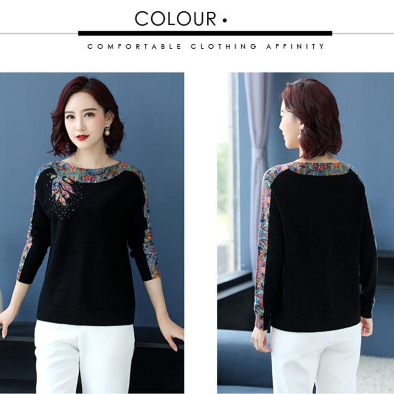 Ethnic Style  Printed Woollen Sweater  Short Cashmere Sweater Women O-Neck Loose Plus Size Knit Pullover Sweater Jumper