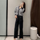 Autumn and Winter Retro Plaid Knitted Jacket Women Loose and Versatile Short College Style Outer Sweater