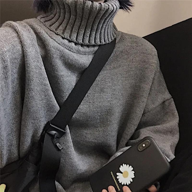 Winter Turtleneck Sweaters for Women Plus Size Loose Black High Neck Pullover Sweater Oversized Fashion Streetwear Harajuku Sweater Knitted Jumper