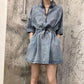 Sexy Women's Denim Dress Short Sleeve Stand-up collar Above The Knee Zipper Daily Wear Office Dating Party