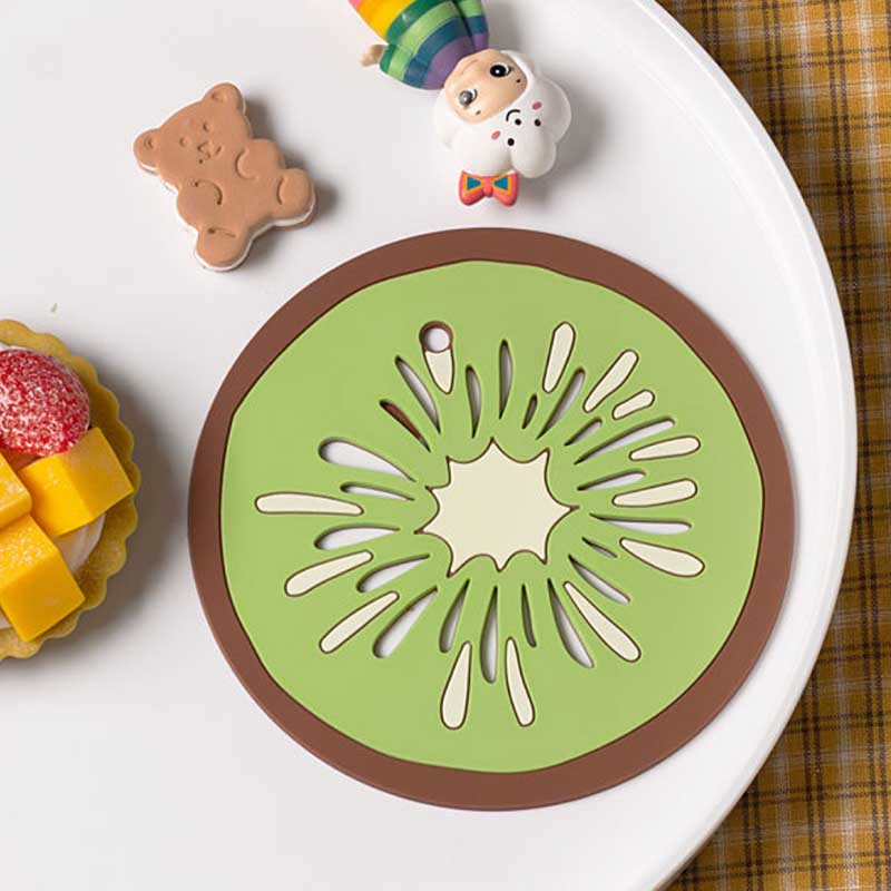 6pcs Cartoon Fruit Cute Table Mat Silicone Mat Non-slip Anti-scalding Coaster