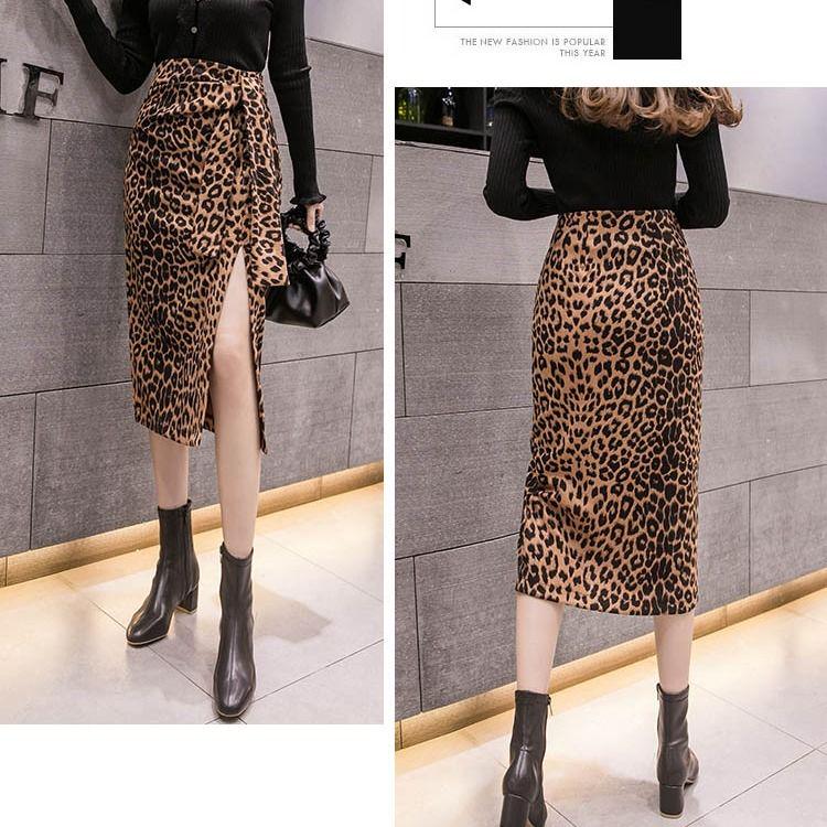 Summer 2020 Boho Bodycon Leopard Print High Waist Skirts Womens Midi Leopard Skirt Punk Streetwear
