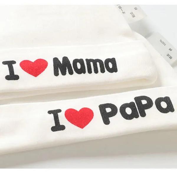 Cute Knot Cotton Hats for Babys I Love Mama Papa Beanie Hat Newborn Baby Spring Hat Soft Skin-friendly Sleep Cap 0-6M