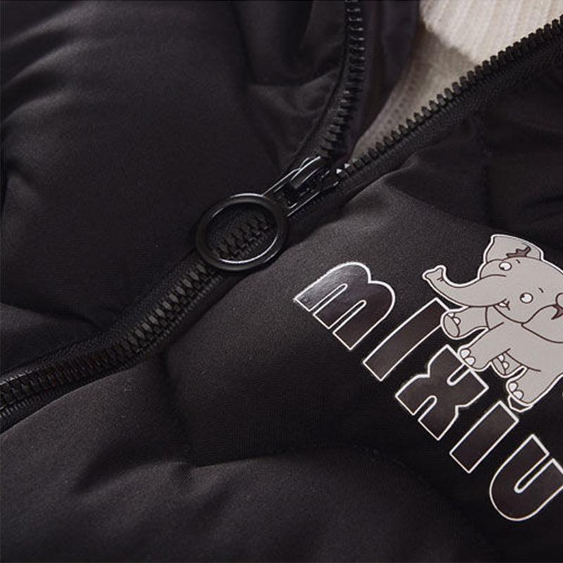 Boy's Cotton-padded Jacket Mid-length Thick Hooded Cotton-padded Jacket Baby Jacket Winter Children's Warm Cotton-padded Jacket Animal-shaped Hat