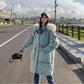 Faux Fur Collar Mid-length Down Jacket Women's Length Over The Knee, Large Size, Thicker, Loose Waist and Slim