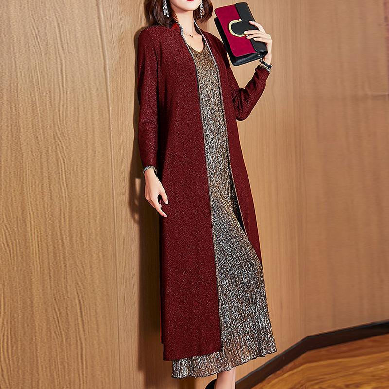 2021 Spring and Autumn Outer Wear Cardigan Women's Thin Coat Mid-length Temperament All-match Outer Wear Long-sleeved Cardigan
