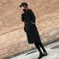 Black Women's Mid-length Woolen Coat Looks Thin In Autumn and Winter Straight Over The Knee Thick Coat