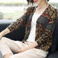 Women's Printed Wool Cardigan Thin Knitted Leopard Cardigan All-match Short  V-neck Knit Jacket Outwear