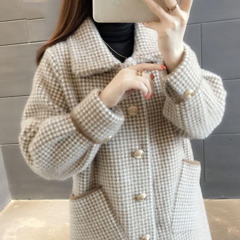 Faux Mink Coat Sweater Cardigan Autumn and Winter Wear Loose Long Coat Coat Female