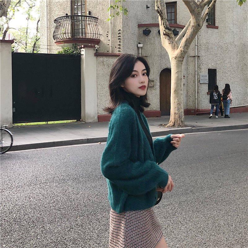 6 Colors Women Faux Mink Cashmere Lazy Loose Sweater Knitted V-neck Cardigan Button Coat
