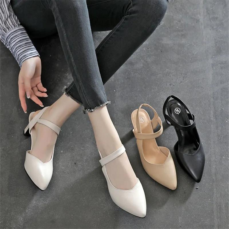 Summer Leather Shoes Women Toe Shoes High Heel Sandals Women's Shoes Spring Pointed Toe Stiletto Lady Style Sandals
