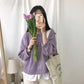 Autumn Winter Round Neck Hedging Solid Color Sweater Coat Female Students Loose Sweaters
