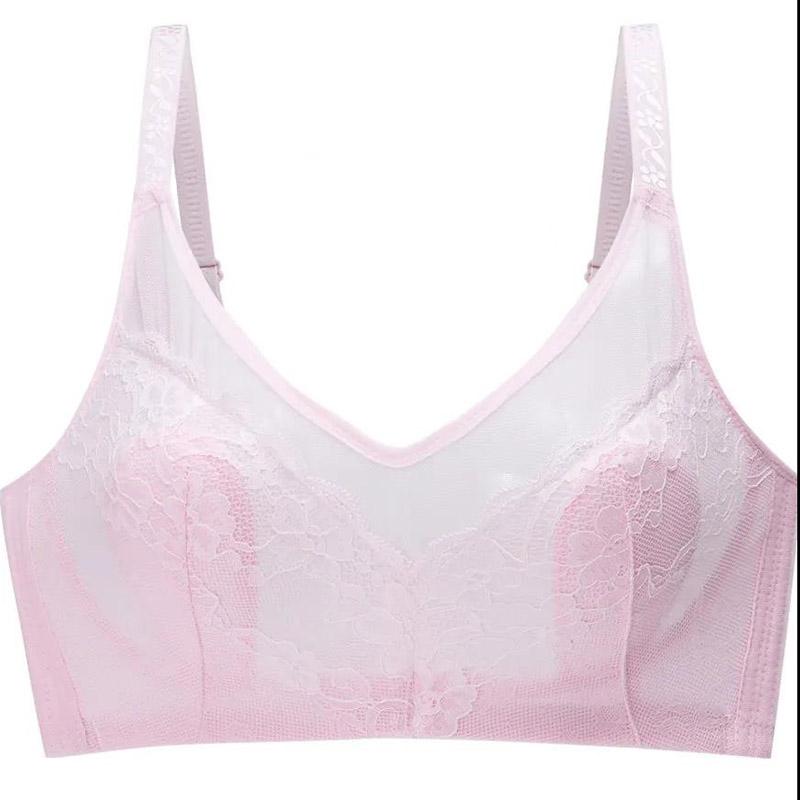 Summer Ultra-thin Sexy Lace No Steel Ring No Sponge Gathering Anti-sagging Breathable Skin-friendly Women's Underwear Bra