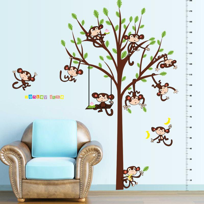 [Wall sticker] new cartoon monkey tree baby wall stickers for children's rooms Home Decoration art d