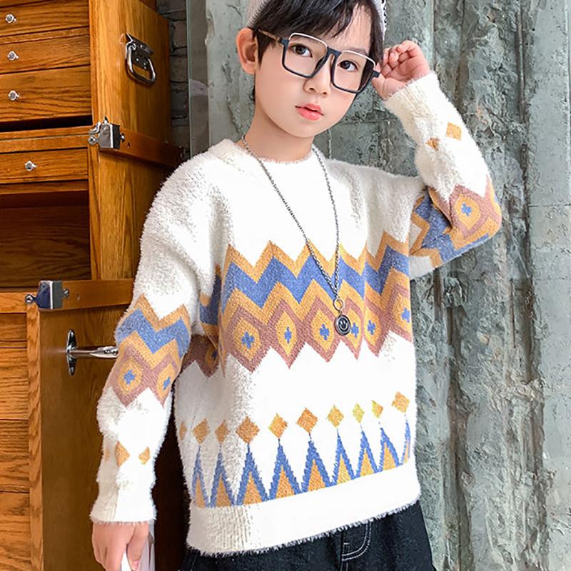 Boys and Girls Sweaters Autumn and Winter Children's Clothing Thickened Warm Bottoming Sweater Knitted Sweater