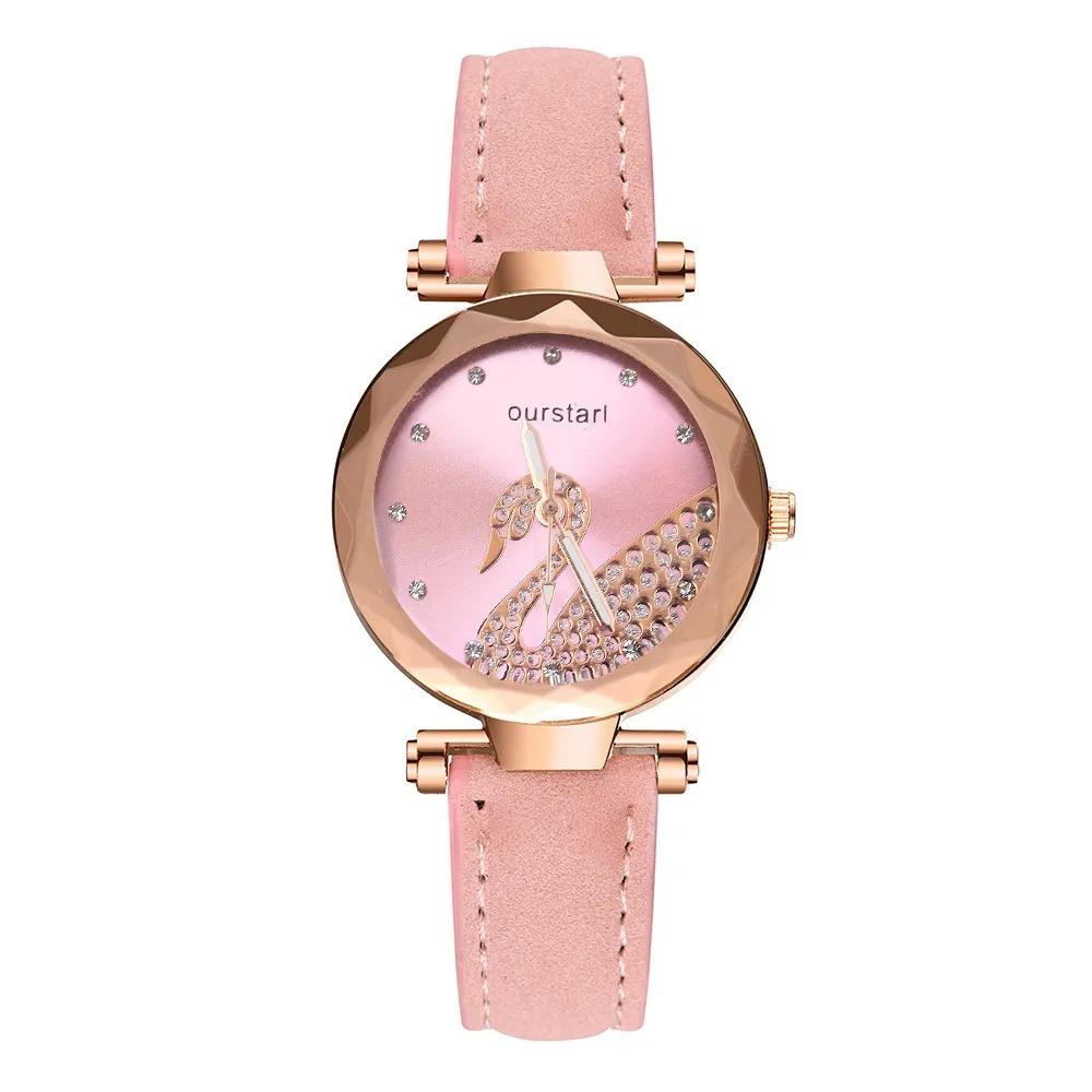 Women's Korean Style Diamond-encrusted Swan Quartz Watches Encrusted Rhinestones Luxury Classic Wrist Watches All Match Present for Friend Family