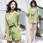 Drape Suit Professional Suit Female Temperament Slim Shorts Three-piece Short-sleeved Suit Jacket + Lining + Wide-leg Shorts Ladies Casual Suit Suit