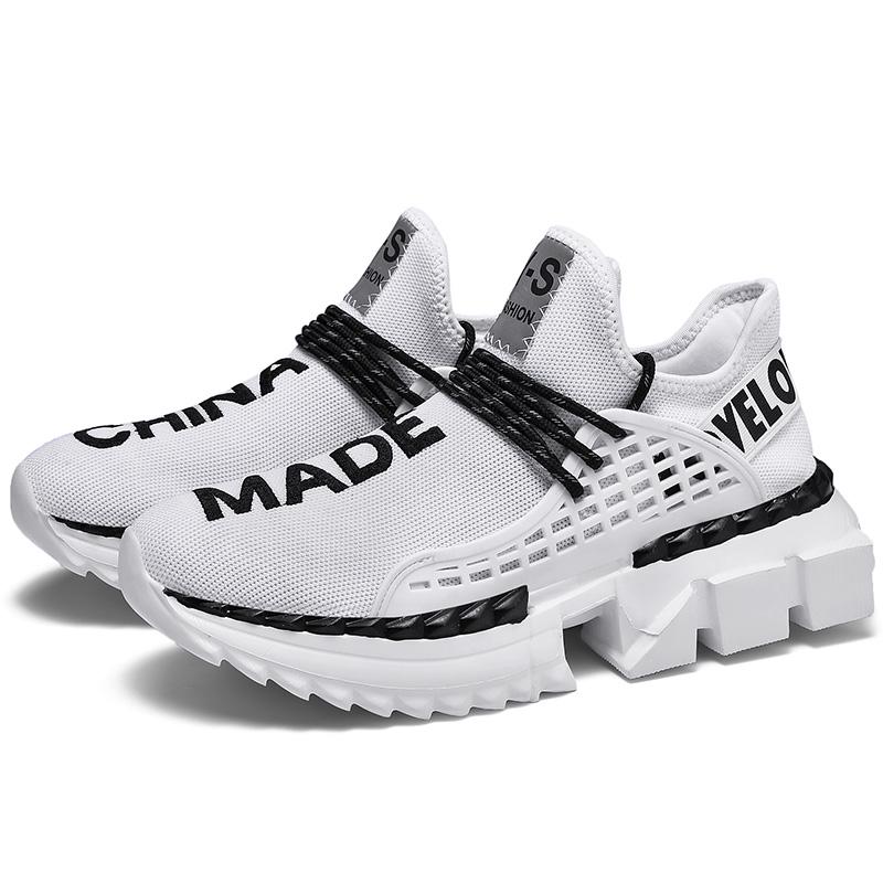 Non-slip Breathable Flying Woven Coconut Sneakers, Square Bottom Fashion Youth Casual Men's Shoes 36-44