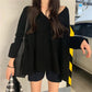 Women  Basic Tee Casual Long Sleeve V-neck Solid Color Soft TShirt Ladies Lady Loose Pullover