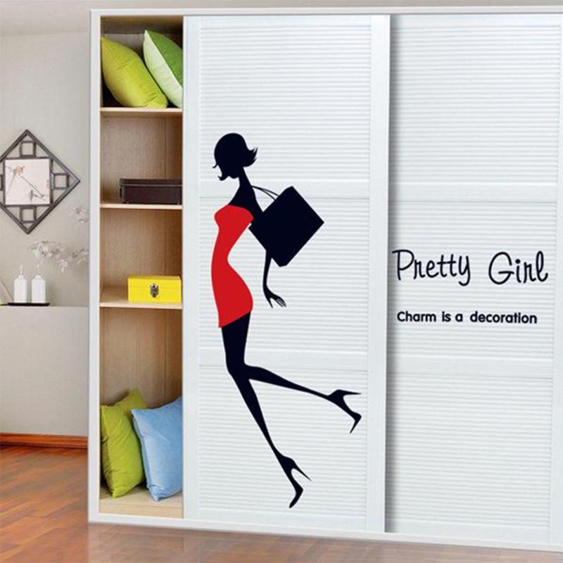 Beauty Mini Skirt High Heels Wall Stickers Shopping Malls Women Shoes Counters Window Glass Stickers