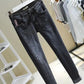 Women's Spring and Summer High Waist Jeans Korean Style Pencil Pants Ripped Jeans Student Pencil Nine-point Pants
