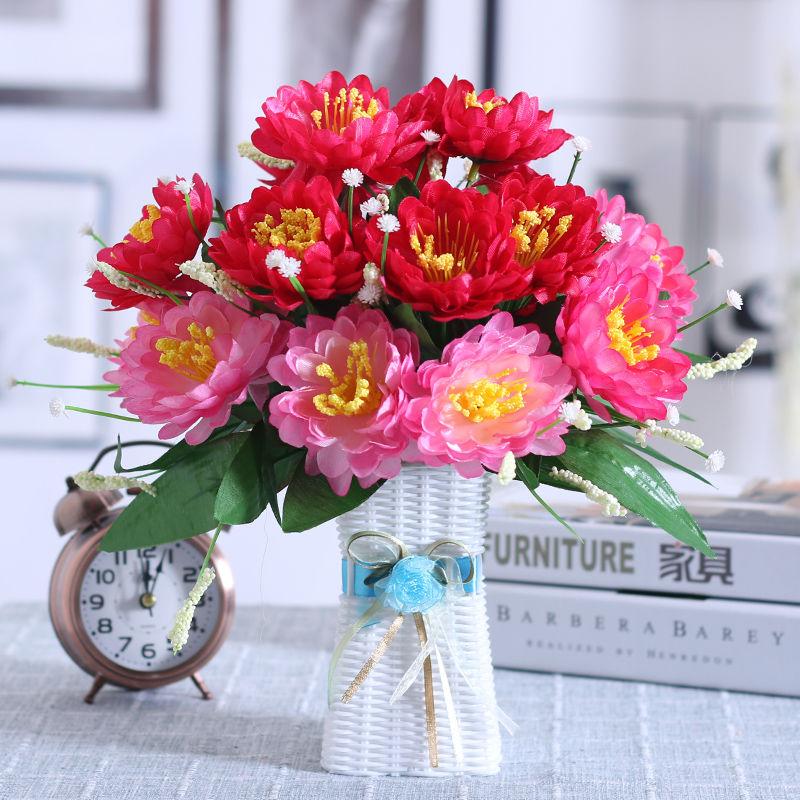 Decorative Fake Flowers Artificial Flowers Little Peony Furnishings Dining Table Coffee Table Decoration Living Room Plastic Bouquet Potted Plants