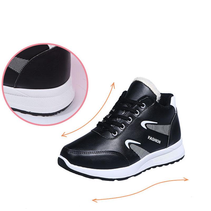 Thicken Plus Velvet Leather Cotton Shoes Women Winter Waterproof and Warm High-top Shoes Casual Shoes Snow Shoes