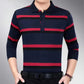 Spring Men's Polo Shirt Striped Long Sleeve T-Shirt Casual Lapel Solid Color Top Real Pocket High Quality Shirt Polo