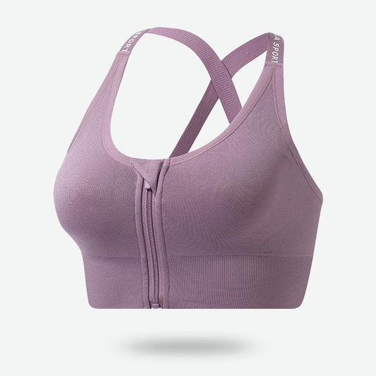 No Rims Yoga Sports Bra Front Buckle Zipper Vest Type Large Size Running Shockproof Gathered Underwear Women