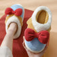 Autumn and Winter Bowknot Cotton Slippers Non-slip Flat Shoes Casual Fashion Cute