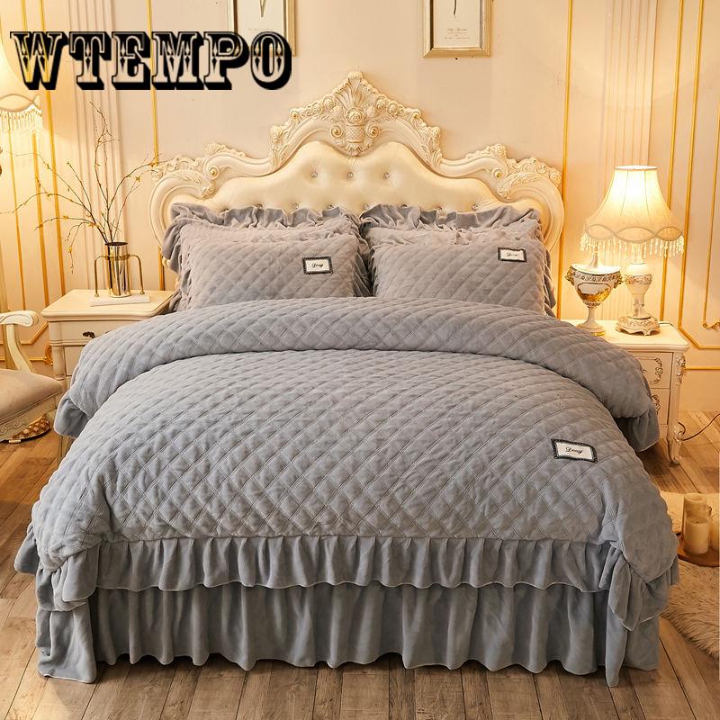 WTEMPO Velvet Bedding Sets Winter Warm Comforters Cover Luxury Solid Quilt Cover Christmas Bedding