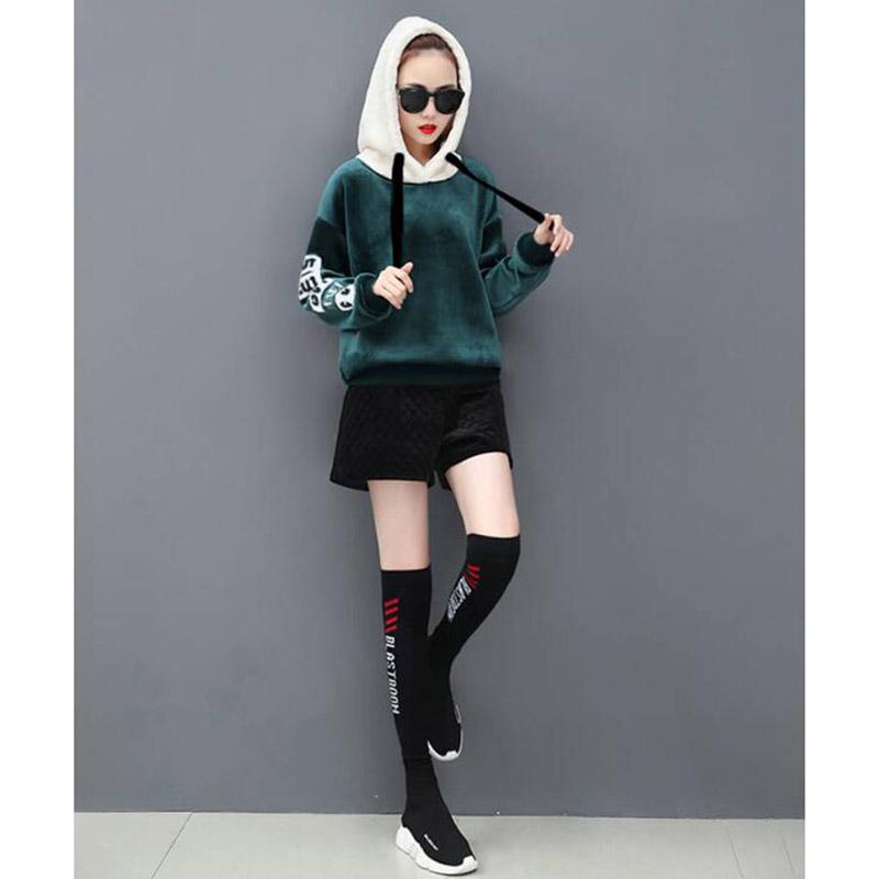 Cotton Women's Sweatshirt Wild Large Size Long Sleeve Warm Hoodie Autumn Winter Sweatshirt
