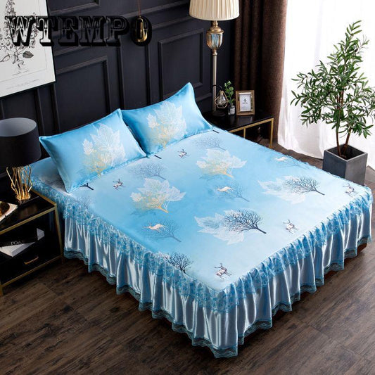 Cumfront Ice Silk Seat Three-piece Bed Skirt Can Be Washed 1.5M Bed 1.8 Bed 2 Meter Bed Air Conditioning Mat