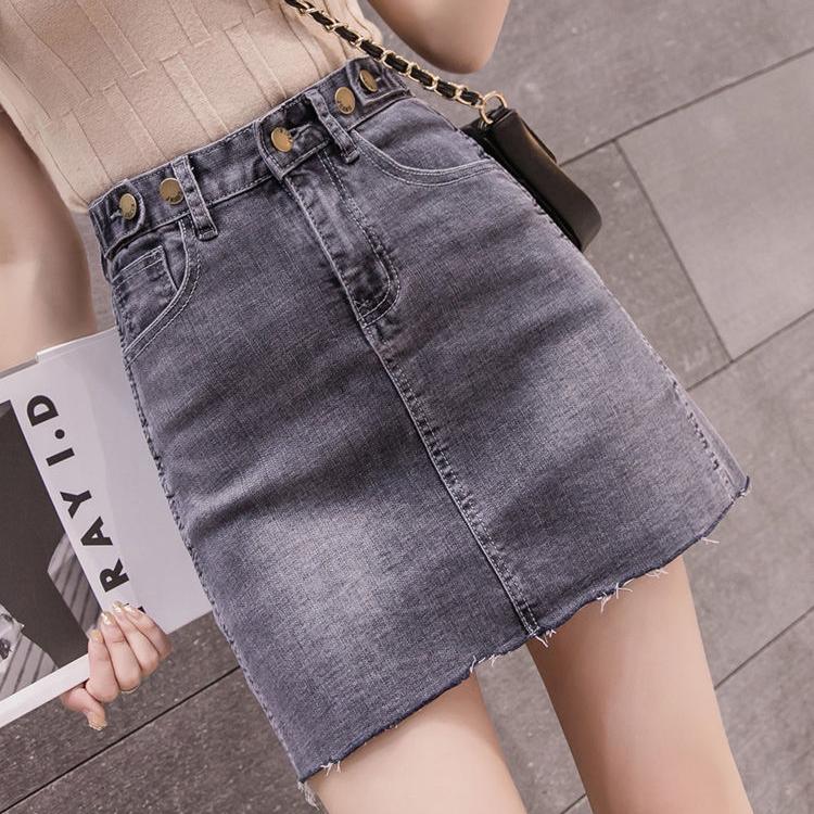 Sexy Women Denim Mini Skirt Fashion Summer High Waist Korean Skirt Blue Package Hip Jeans Harajuku Plus Size Cotton