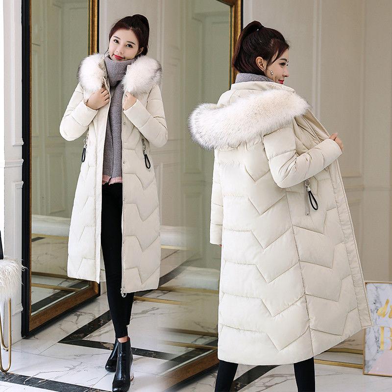 Winter Big Fur Collar Mid-length Padded Jacket Plus Size Slim Padded Jacket Fashionable Over-the-knee Female Down Padded Jacket