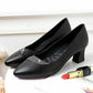 Spring and Summer Single Shoes Soft Bottom Shoes Thick with Casual Shoes Shallow Shoes Women's Shoes Black Leather Shoes