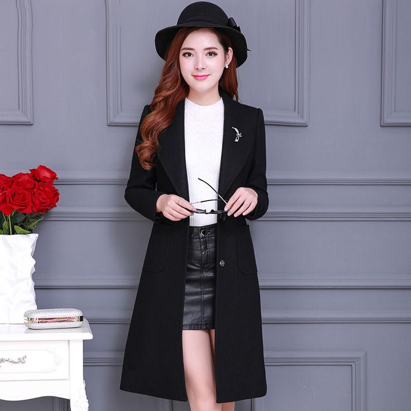 Women Overcoat Autumn Jacket Casual Women Fashion Long Woolen Coat Slim Female Winter Wool Coats