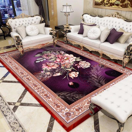 European Non-Slip Jacquard Carpet Modern for Living Room Bedroom Prited on Special Floral Decoration