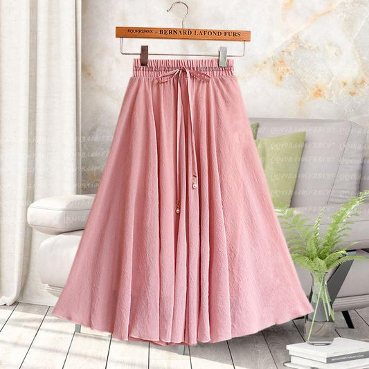 Summer Women High Waist Pleated Chiffon Skirt Plus Size Lady Black Pink Blue Long Maxi Skirt