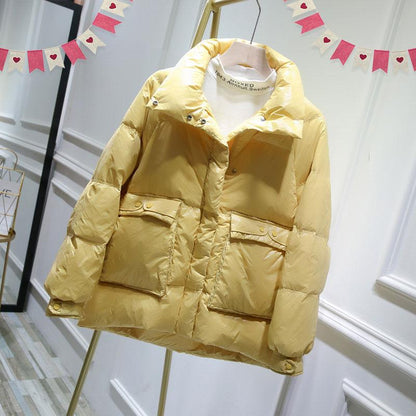 Short Down Jacket Women's Winter Clothes Loose Bright Student Bread Coat Women