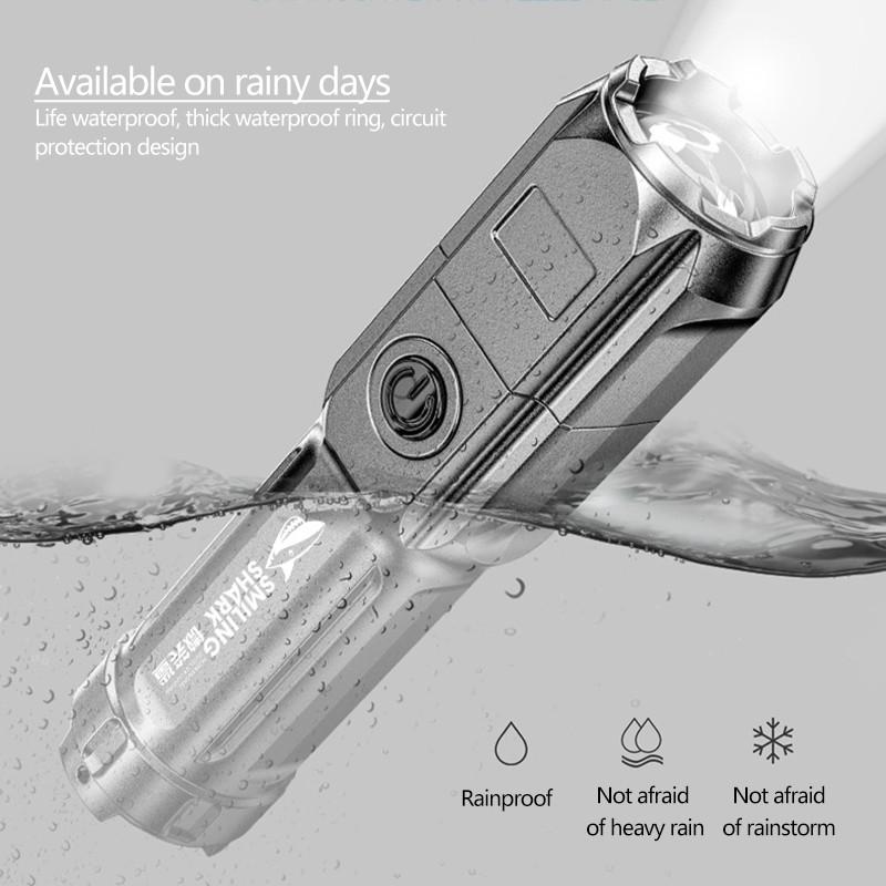 Super Bright 2000mAh ABS Strong Light Focusing Led Flashlight Outdoor Portable Home Built-in Battery Rechargeable Torch