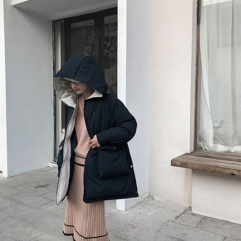 Women's Mid-length Cotton-padded Clothes Korean Style Cotton-padded Clothes Women's Loose Bread Clothes Padded Winter Coats