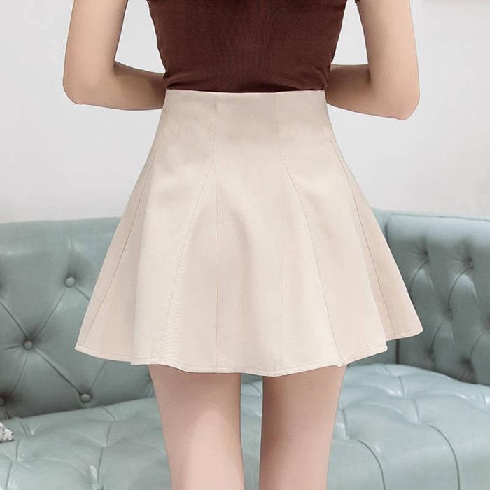 Pofulove Women High-waist Thin Chiffon Skirt Anti-light Student Mini A-line Skirts Puff Skirt