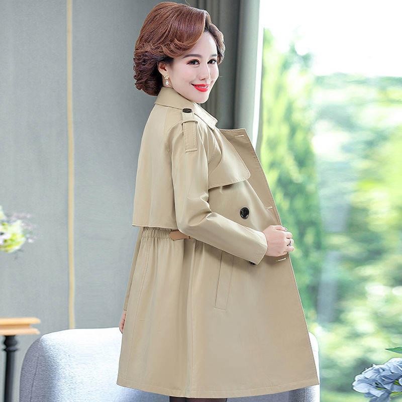 Middle-aged Mother Autumn Jacket Waist Coat Windbreaker Women's Mid-length Middle-aged Spring and Autumn Foreign Style Jacket